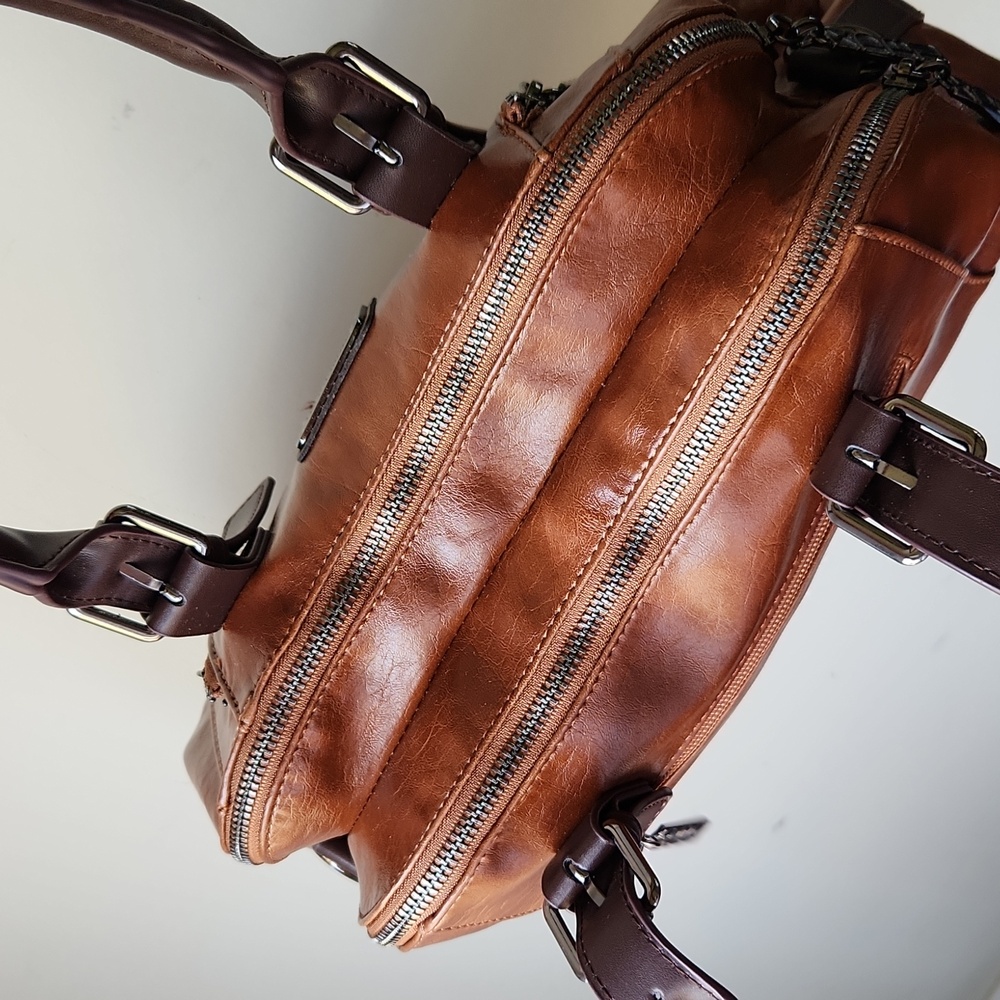Xidibaoluo Faux Leather Satchel Purse tan brown boho - Picture 7 of 15